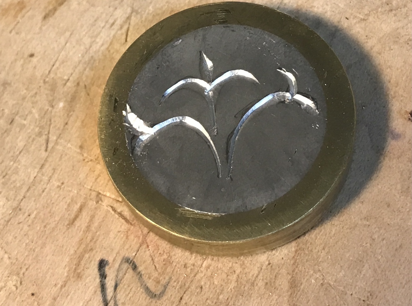 The leaf image engraved on the test piece.